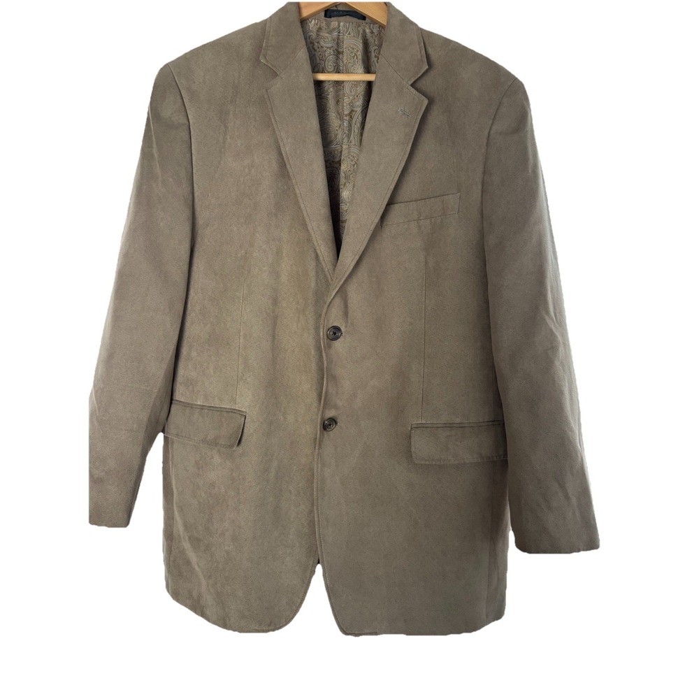 VanHeusen Men's 42R Taupe Tan Faux Suede Blazer Sport Coat 2 Button Lined